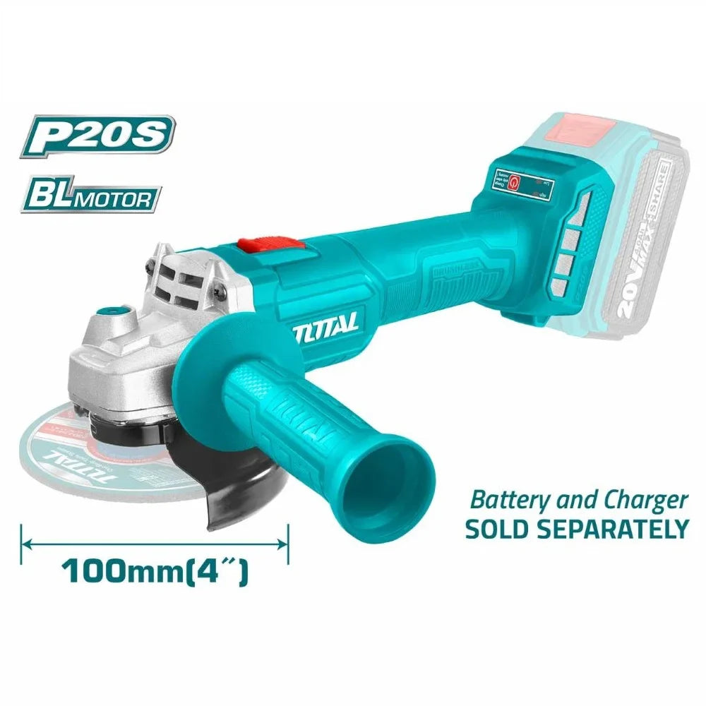 TOTAL 20V Lithium-Ion Brushless Angle Grinder TAGLI20107-2 Total